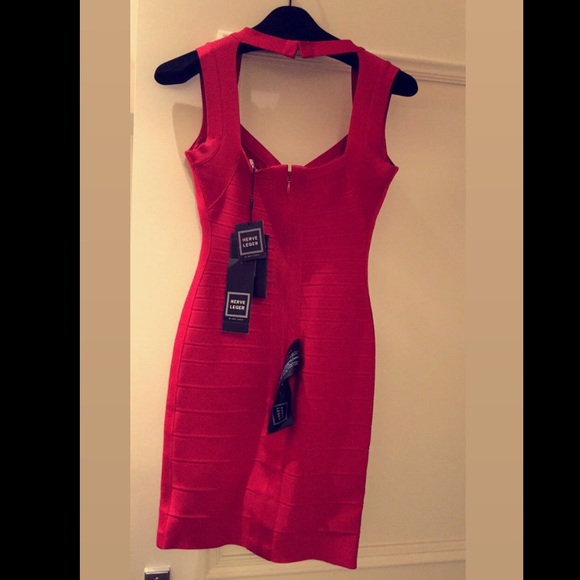 Herve Leger Dress Lipstick Red Size S - Picture 3 of 3